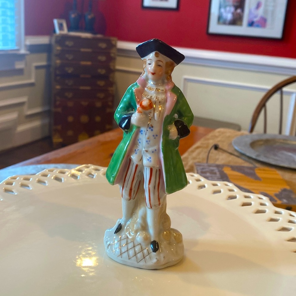 Victorian boudoir figurine, post WWII.. Stamped “Made in Japan” .